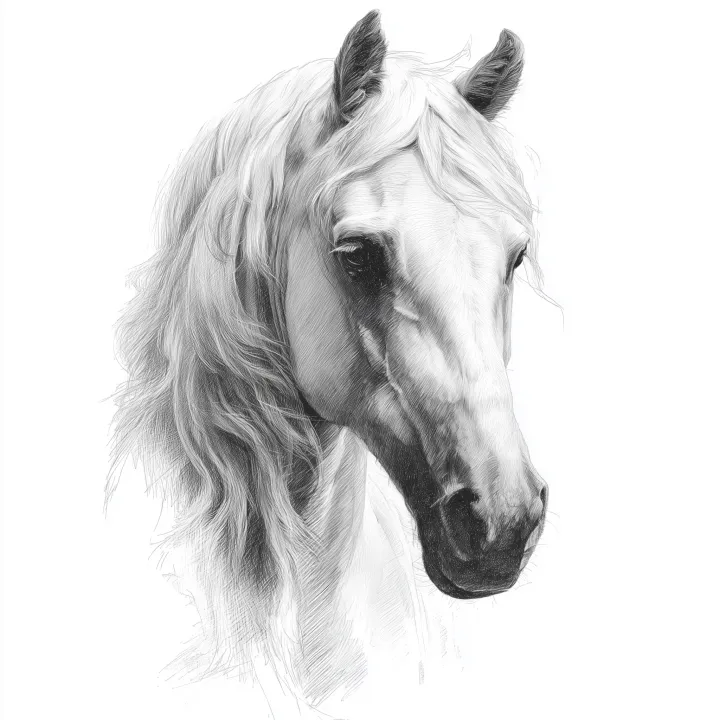 graphite drawing of a palomino horse