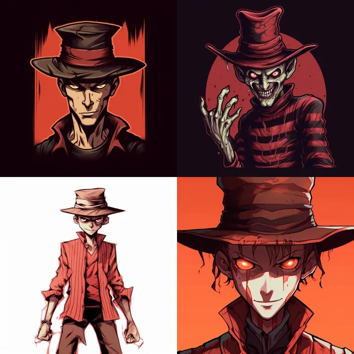 Freddy Krueger in an anime style. Simple hand draw