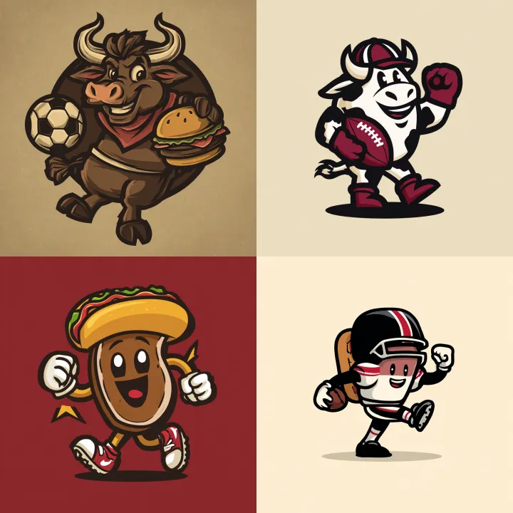 a simple retro style football mascot for a team th