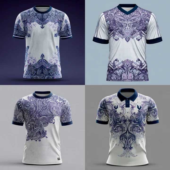 soccer jersey design, mostly white with dark blue 