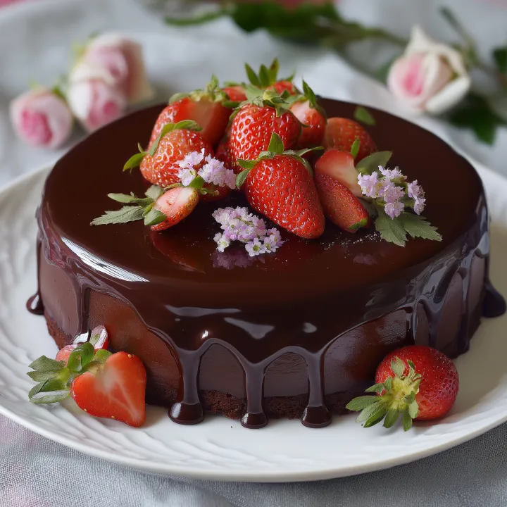 sacher cake, Strawberry glaze