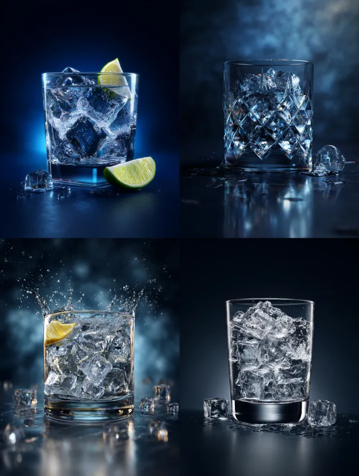 editorial vodka glass, rigged style, perfect studi
