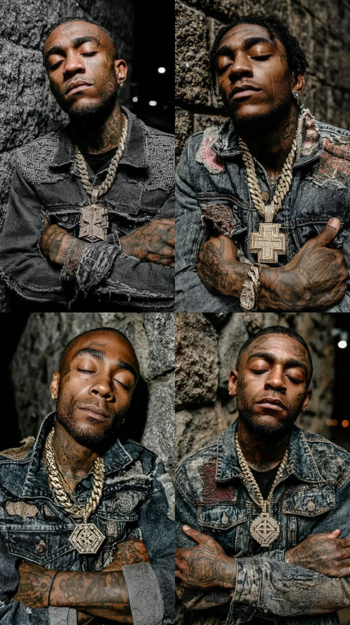 Ultra-photoreal editorial portrait, rapper in patc