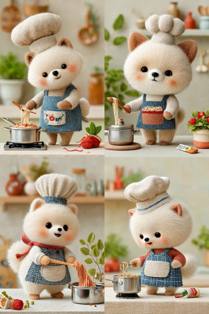 A realistic pomeranian dog character with white an