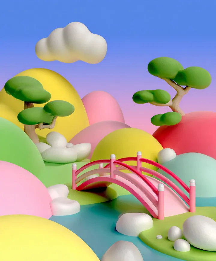 A modern rendition of 'Bridge Over a Pond' by Clau