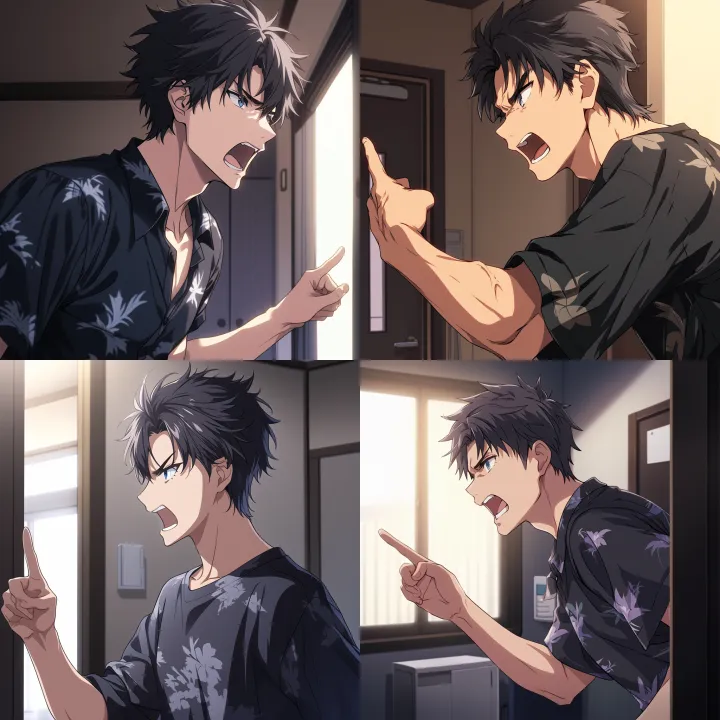 A handsome 20 year old guy with short black hair, 