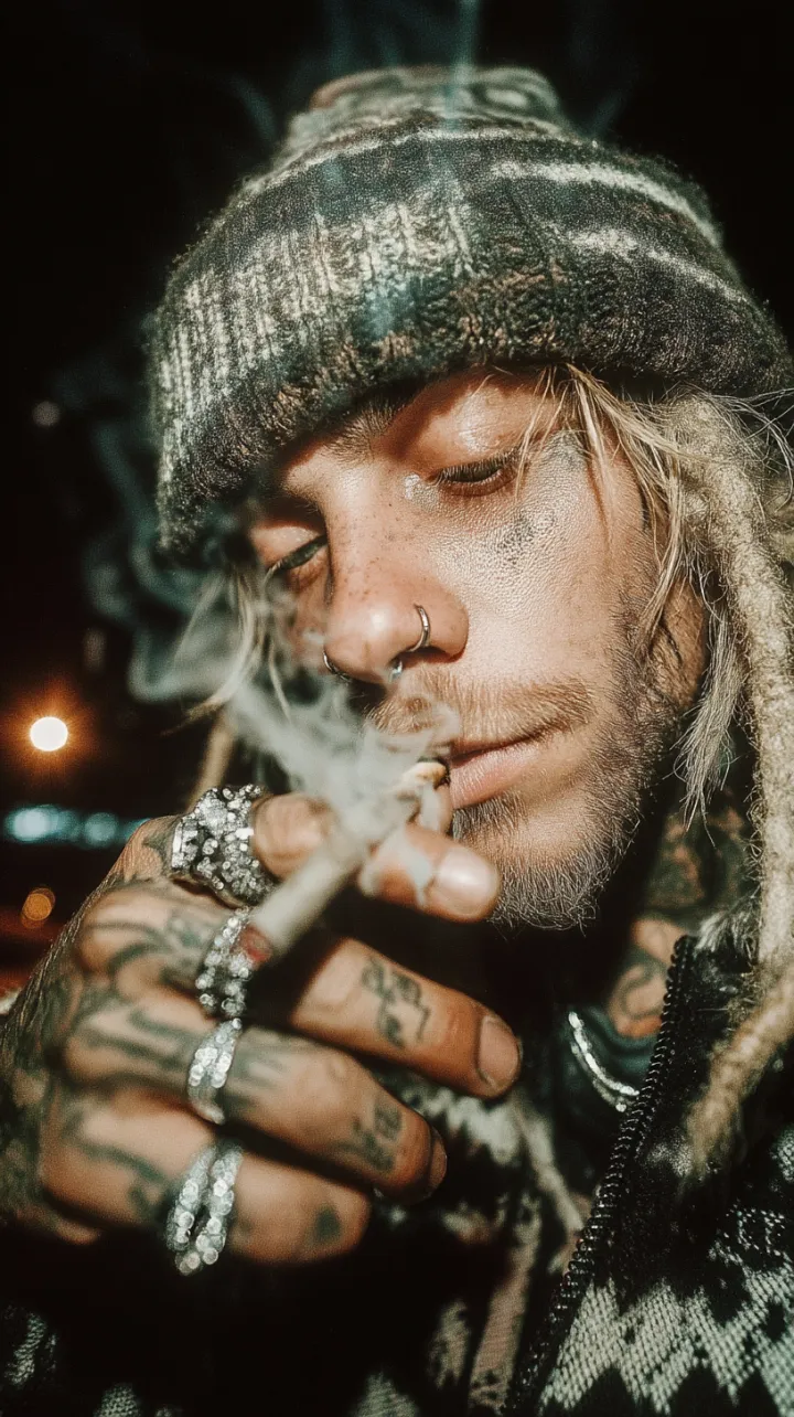 A hyper-realistic close-up of a man in a neon gree