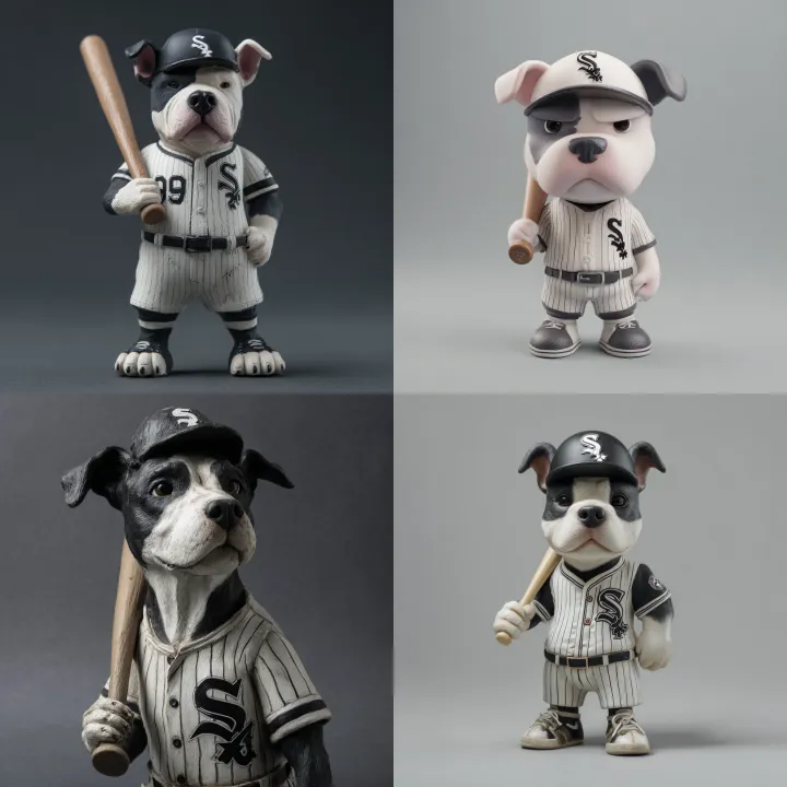 create a figurine of a Pit Bull dog in a Chicago W