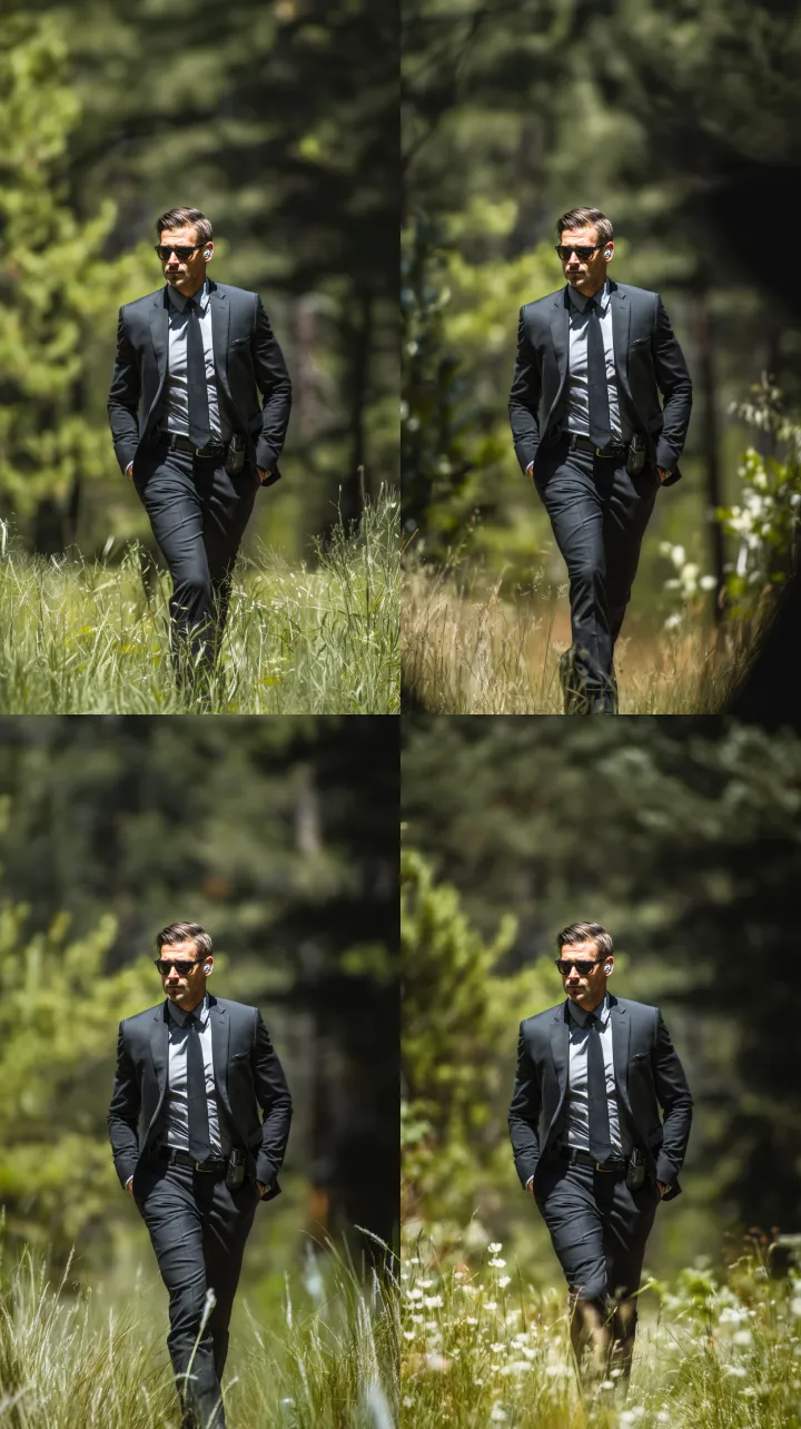handsome secret agent, 30 years old, walking towar