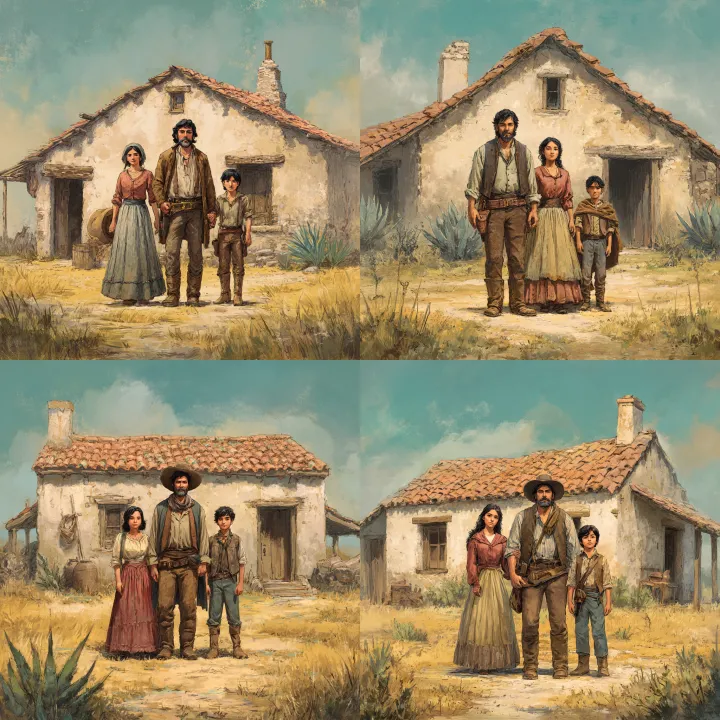 an old portrait of a southwestern style family dep
