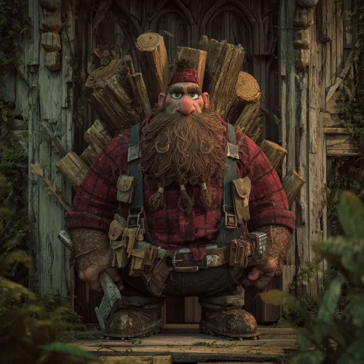 gruff lumberjack, art, fairy tale --v 7.0