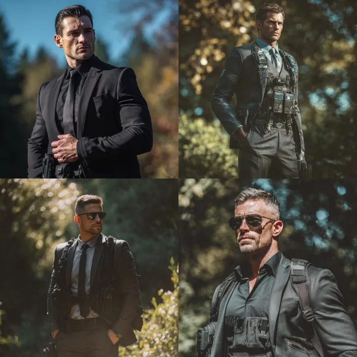 handsome secret agent, 30 years old, wearing a sha