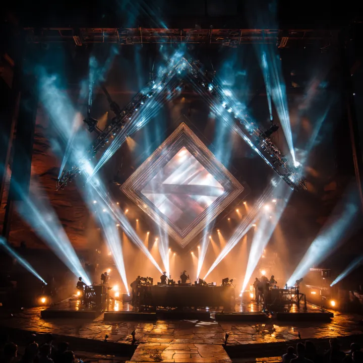 stage production for a DJ solo show at red rocks r