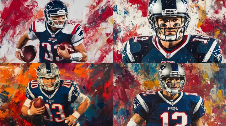 create an oil painting of Tom Brady in a New Engla