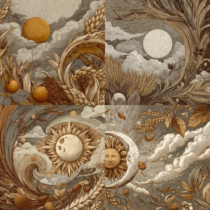 a detailed, hand-drawn illustration of the sun and