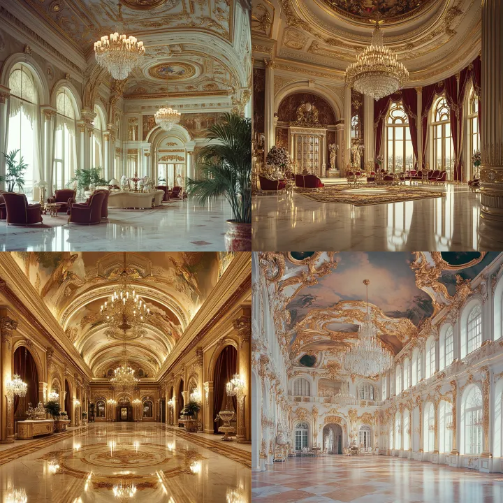 A majestic Russian palace in its prime , radiating