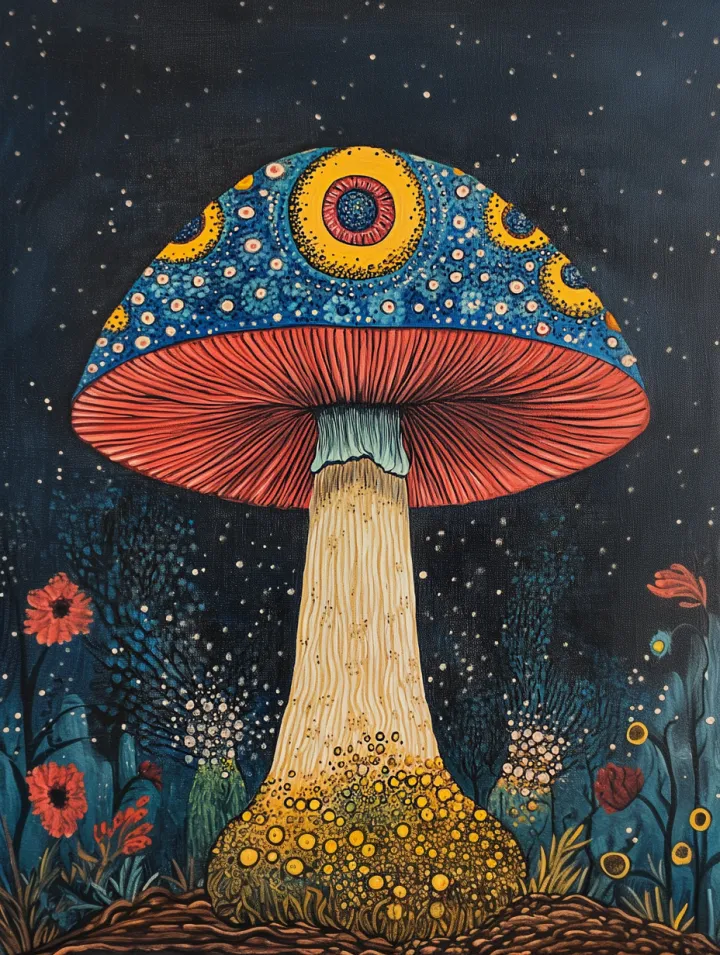 study acrylic painting of a beautiful psychedelic 