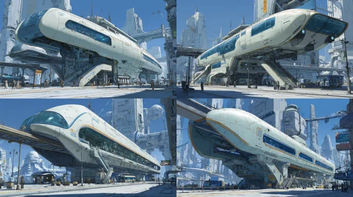 architecture of an elevated monorail station in a 