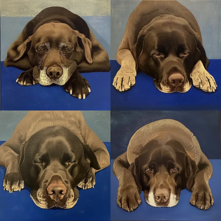 melancholic chocolate labrador with elongated snou