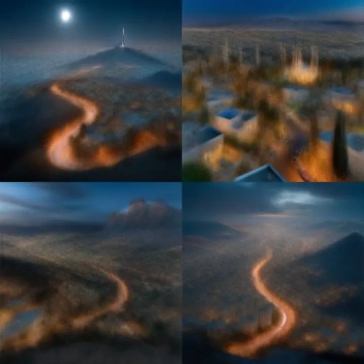 Ultra realistic night cityscape, photographed from
