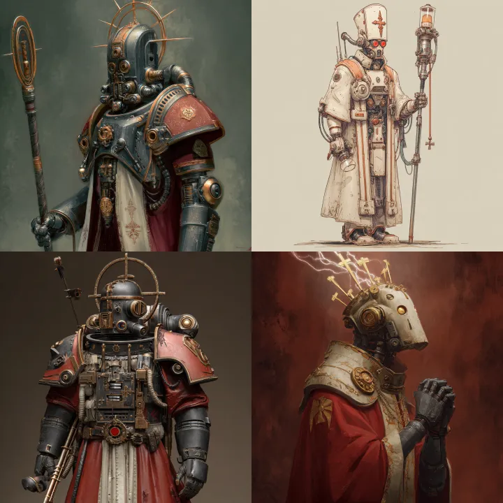 cyborg priest warhammer style