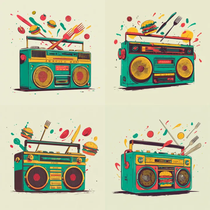 Create a logo that represents a Boombox radio, the