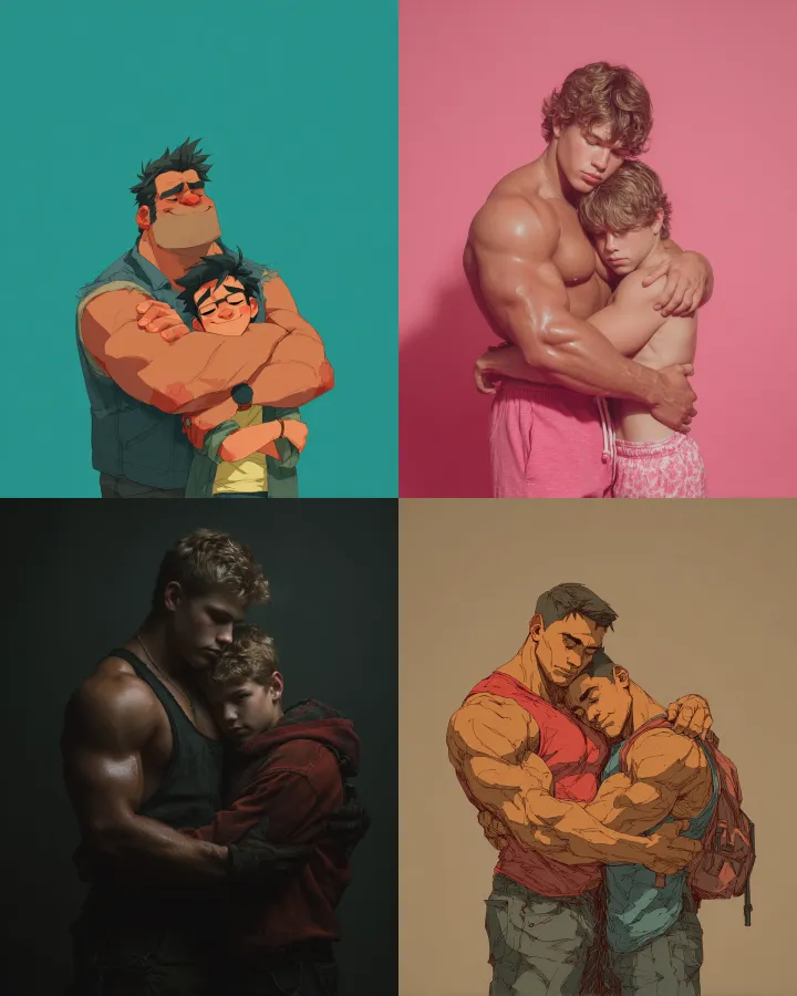 a couple of very, very bulky muscular teenagers hu