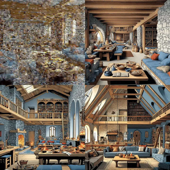 wide interior view of a medieval Tudor noble house