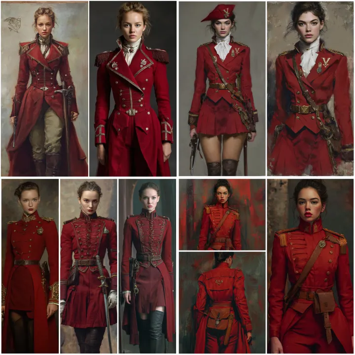 "v the miniseries red uniform, d&d style, fantasy 