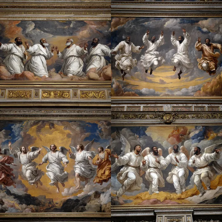 epic old renaissance catholic painting of a jazz s