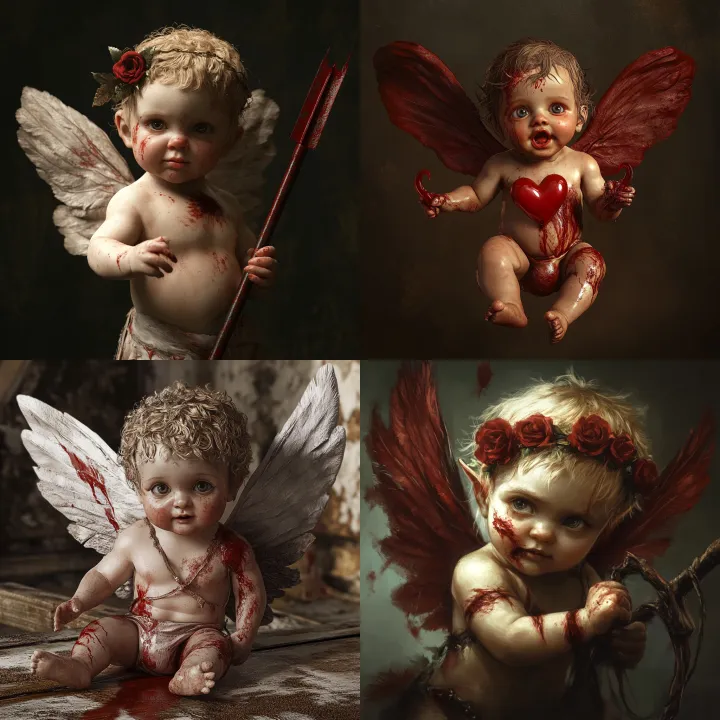 digital realistic image of baby horror cupid in ho