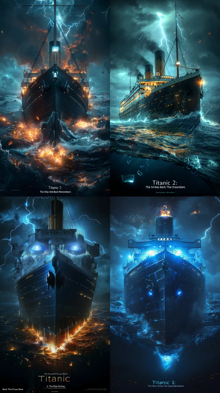 epic cinematic movie poster for "Titanic 2: The Sh