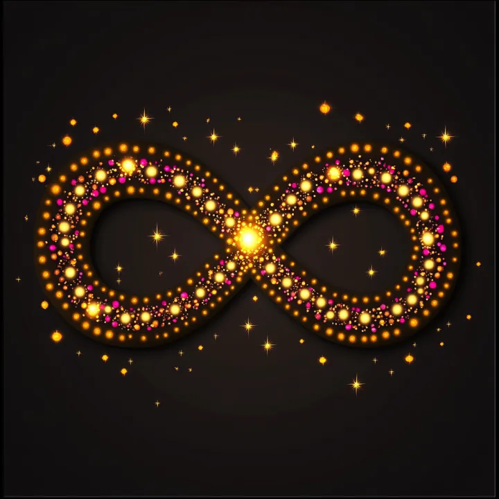 Infinite shape made out of golden particles --sref