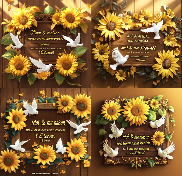 3D sqaure wooden with yellow sunflowers and white 