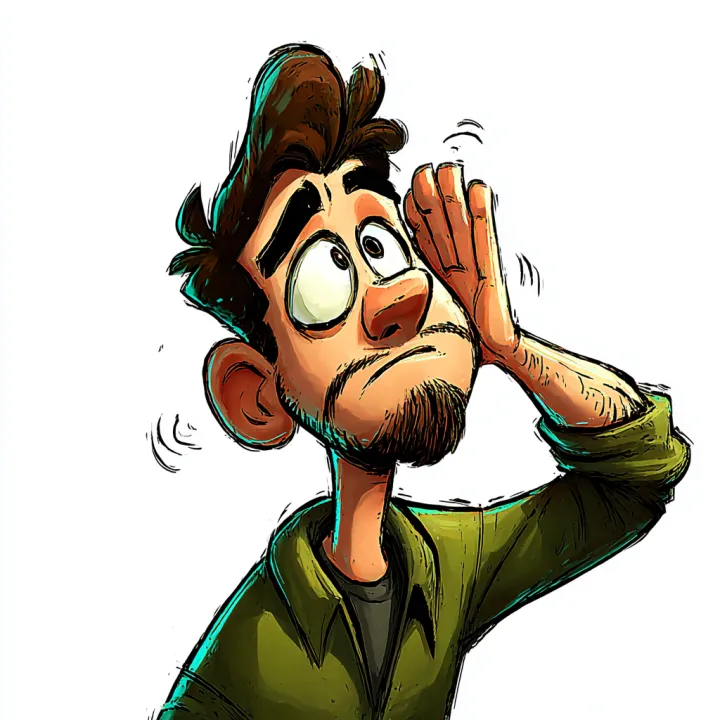 Cartoon style illustration of a man struggling to 