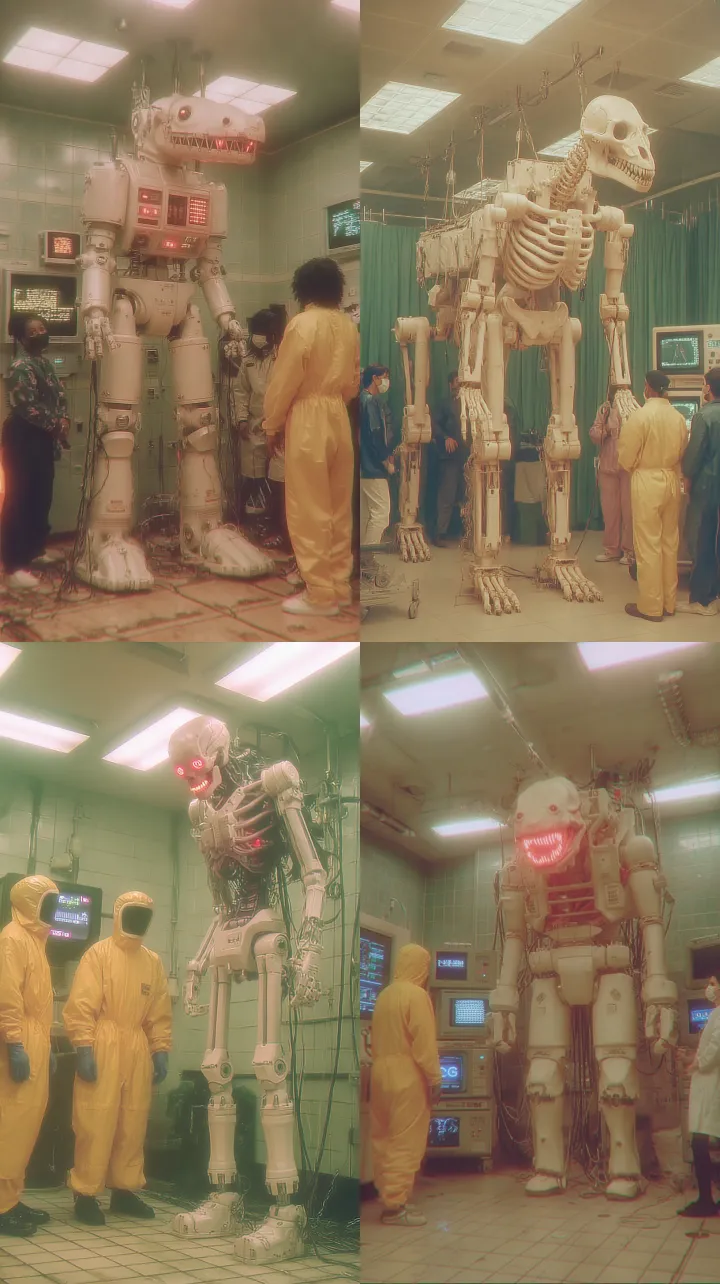 Ultra-realistic laboratory scene, a grotesque huma