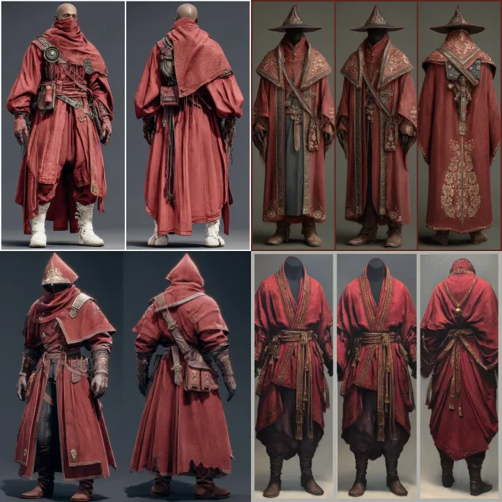 uniforms for an arcane protector, red robe