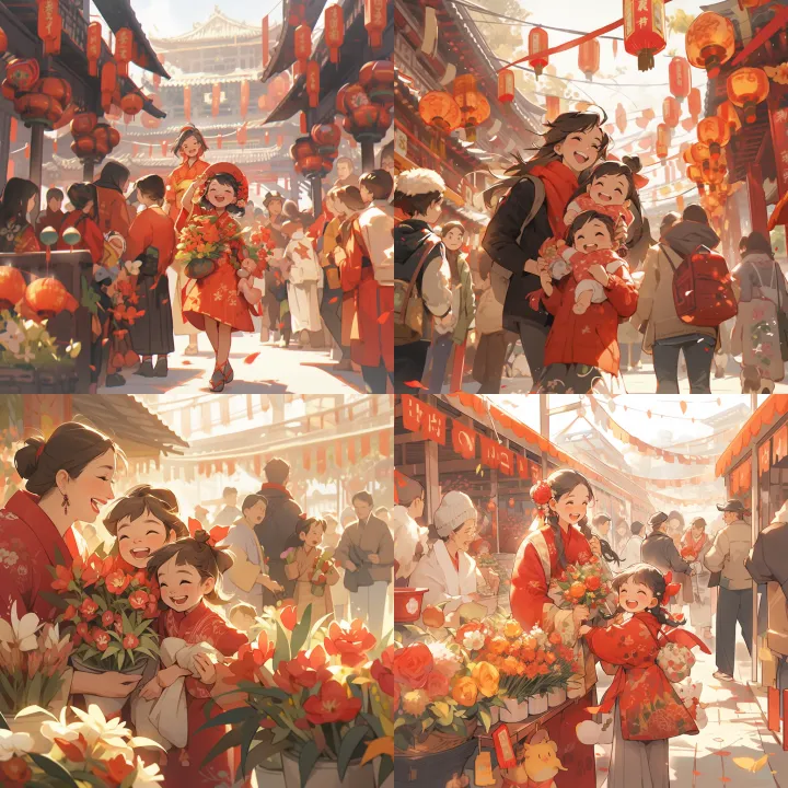 chinese new year , a lively flower market , a fami