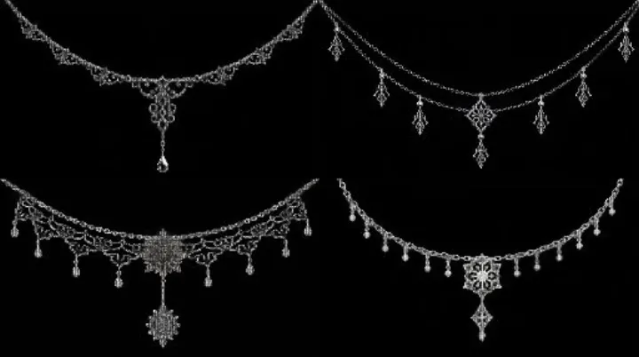 charm silver chain lace with hanging charm vector 