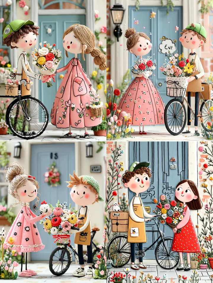 A cute clay handmade style illustration of a beaut