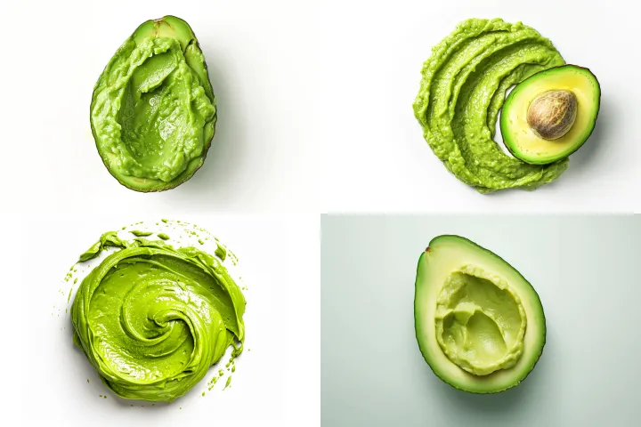 Smoothie King logo made entirely from mushed avoca