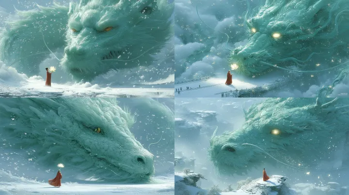 Close-up cinematic shot of a monk in a flowing red