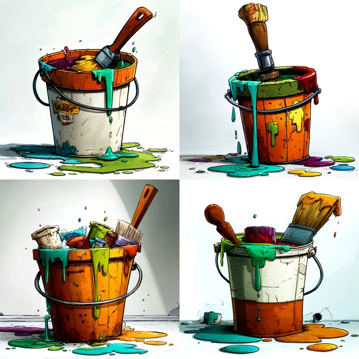 Cartoon style illustration of a bucket filled with