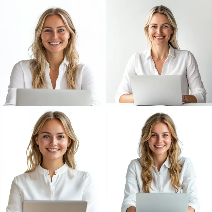 smiling female consultant from norway with white c