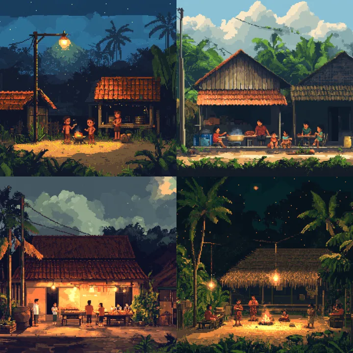 pixel art 8 bit of 10 indonesia young people with 