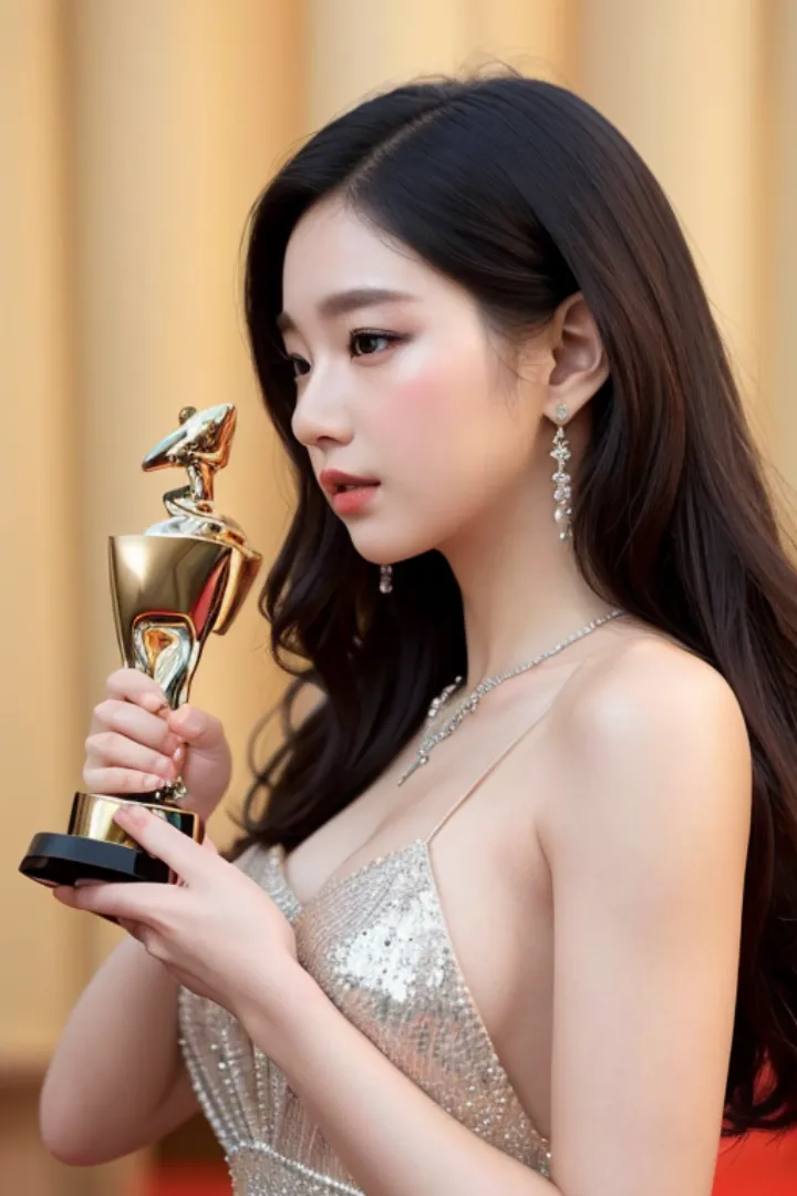 Side View Elegance: K-Pop Celebrity at the Awards Side Focus