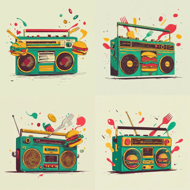 Create a logo that represents a Boombox radio, the