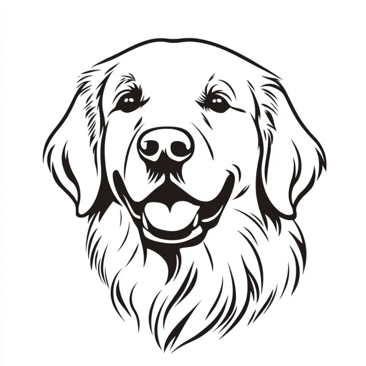 Logo with a hyper stylized big Golden Retriever he