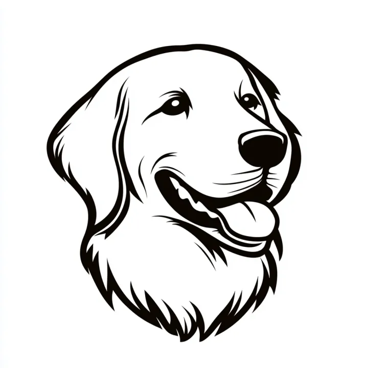 Logo with a hyper stylized big Golden Retriever he