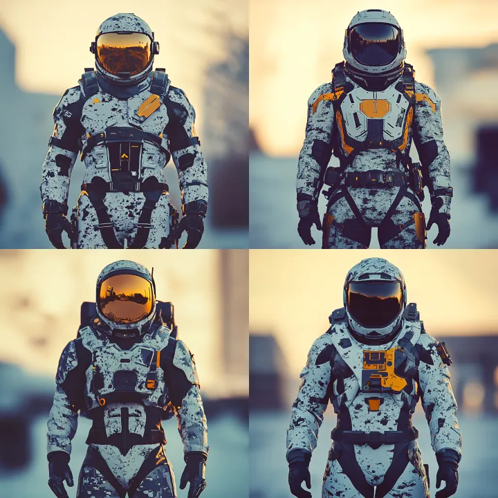 cyberpunk astronaut , front view , cinematic , mil